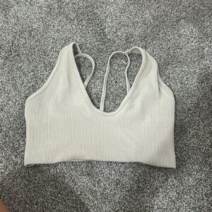tan cropped fitted tank